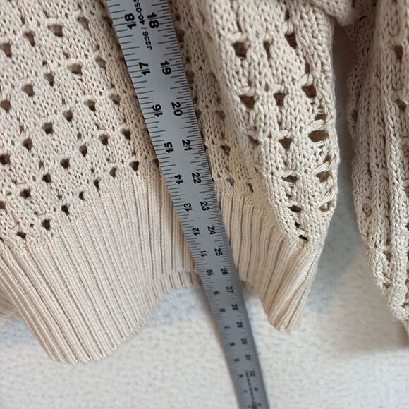 J Crew‎ Pointelle crewneck sweater Womens XXL Tan Ivory - Picture 5 of 9